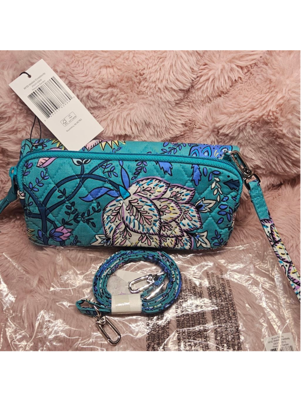 Vera Bradley RFID Wallet Crossbody in Peacock Garden
